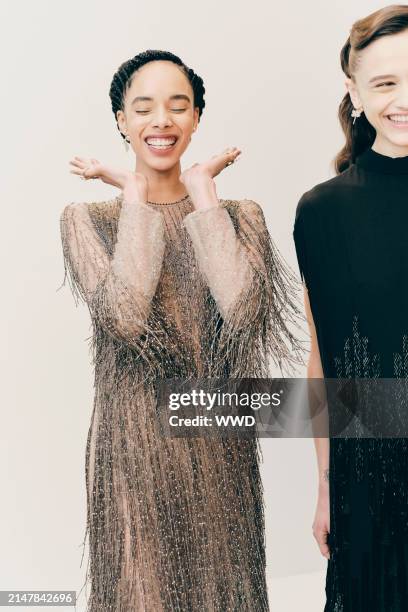 Model backstage at Dior Fall 2024 RTW Show as part of New York Ready to Wear Fashion Week held at the Brooklyn Museum on April 15, 2024 in New York,...