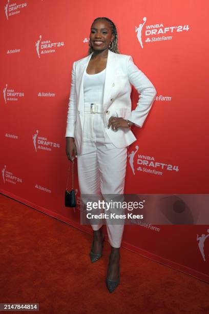Charisma Osborne poses for a portrait on the Orange Carpet before the 2024 WNBA Draft on April 14, 2025 at the Brooklyn Academy of Music in Brooklyn,...