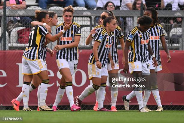 Cristiana Girelli of Juventus F.C. Is celebrating after scoring the equalizing goal to make it 1-1 during Day 22 of the Women's Serie A Playoffs...