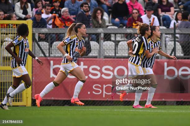 Cristiana Girelli of Juventus F.C. Is celebrating after scoring the equalizing goal to make it 1-1 during Day 22 of the Women's Serie A Playoffs...