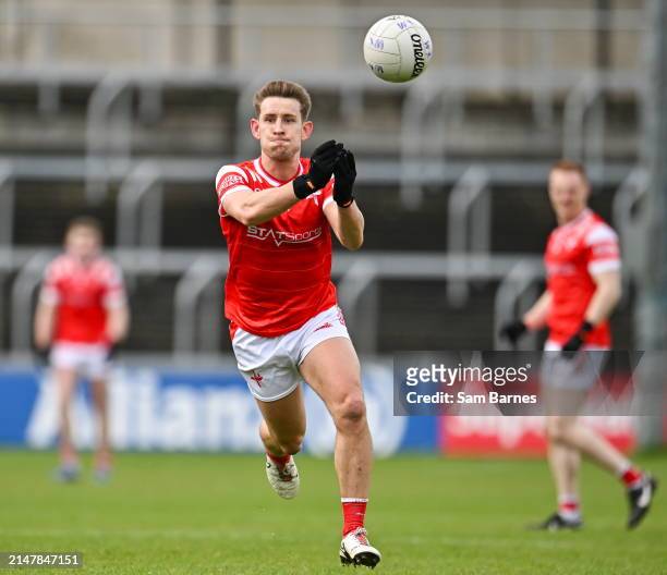 Laois , Ireland - 14 April 2024; Anthony Williams of Louth during the Leinster GAA Football Senior Championship quarter-final match between Louth and...