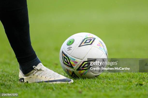 Dublin , Ireland - 15 April 2024; A detailed view of a match football during the SSE Airtricity Men's Premier Division match between Bohemians and...
