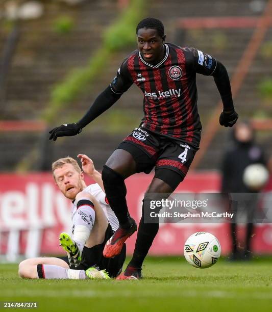 Dublin , Ireland - 15 April 2024; Aboubacar Keita of Bohemians in action against Daryl Horgan of Dundalk during the SSE Airtricity Men's Premier...