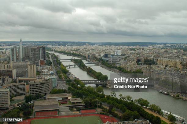 View of the urban architecture of Paris is being seen from the Eiffel Tower in Paris, France, on August 20, 2007.
