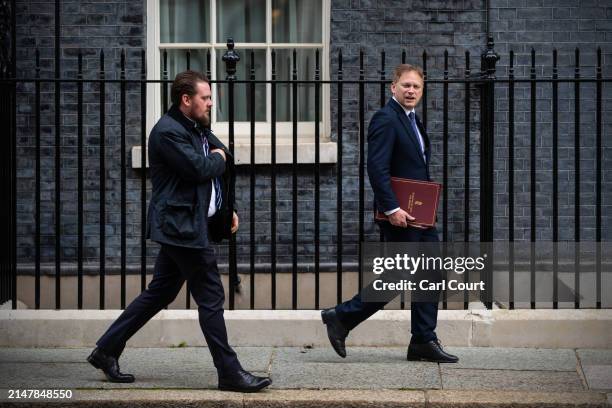 Britain's Defence Secretary, Grant Schapps , leaves after attending the weekly Cabinet meeting on April 16, 2024 in London, England.
