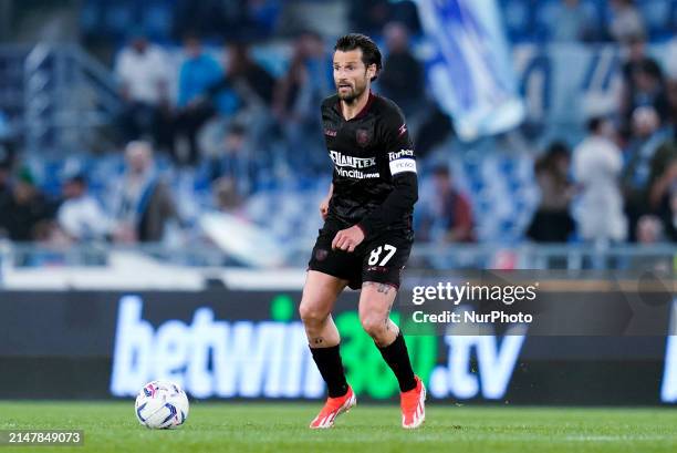 Antonio Candreva of US Salernitana during the Serie A TIM match between SS Lazio and US Salernitana at Stadio Olimpico on April 12, 2024 in Rome,...
