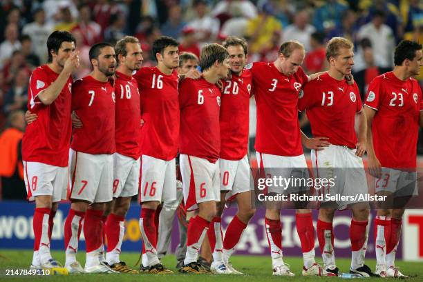 June 26: Switzerland players Raphael Wicky, Ricardo Cabanas, Mauro Lustrinelli, Tranquillo Barnetta, Johann Vogel, Patrick Muller, Ludovic Magnin,...