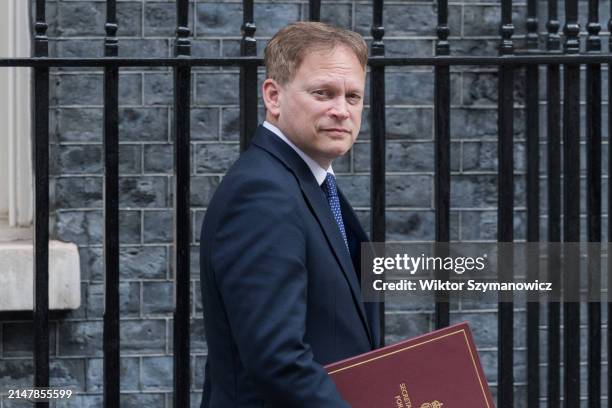 Secretary of State for Defence Grant Shapps leaves 10 Downing Street after attending the weekly Cabinet meeting in London, United Kingdom on April...
