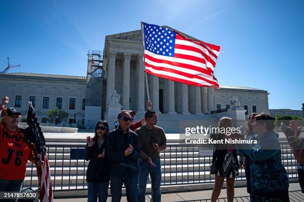 Supporters of January 6 defendants including Micki Witthoeft, the mother of Ashli Babbitt, who was killed on January 6 gather outside of the Supreme...