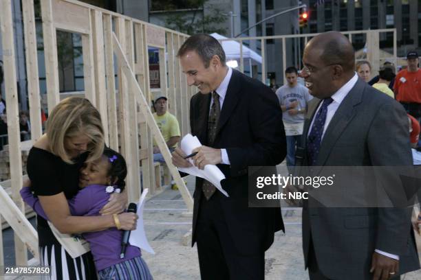 News -- Pictured: Katie Couric, Matt Lauer, Al Roker -- NBC News Today helps hurricane victims -- NBC Universal Photo: Virginia Sherwood -- FOR...