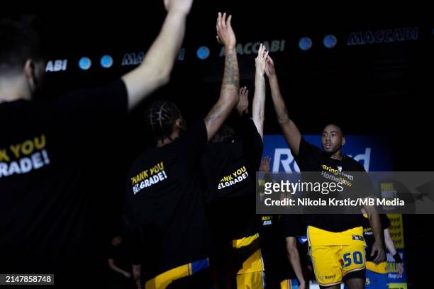 Bonzie Colson of Maccabi Playtika Tel Aviv reacts during the 2023/2024 Turkish Airlines EuroLeague, Play-in match between Maccabi Playtika Tel Aviv...