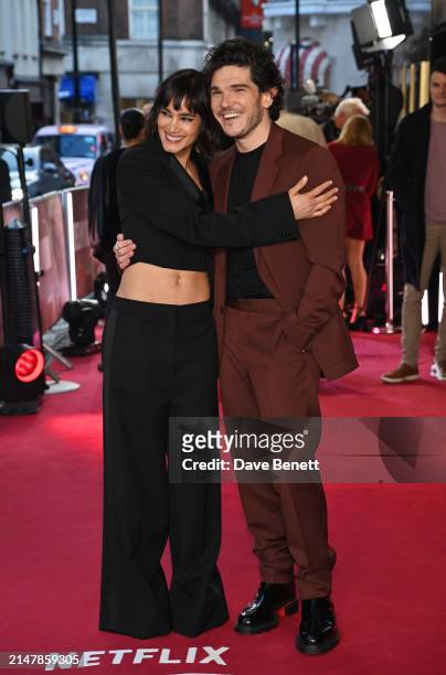 Sofia Boutella and Fra Fee attend the UK Special Screening of "Rebel Moon Part Two: The Scargiver" at The Curzon Mayfair on April 16, 2024 in London,...