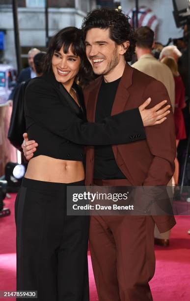 Sofia Boutella and Fra Fee attend the UK Special Screening of "Rebel Moon Part Two: The Scargiver" at The Curzon Mayfair on April 16, 2024 in London,...