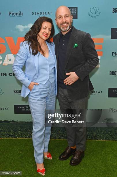 Jo Hartley and Johnny Harris attend the UK Premiere of "Swede Caroline" at the Genesis Cinema on April 16, 2024 in London, England.