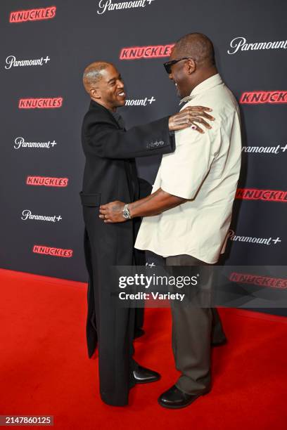 Scott Mescudi aka Kid Cudi and Idris Elba at the world premiere of "Knuckles" held at Odeon Luxe Leicester Square on April 16, 2024 in London,...
