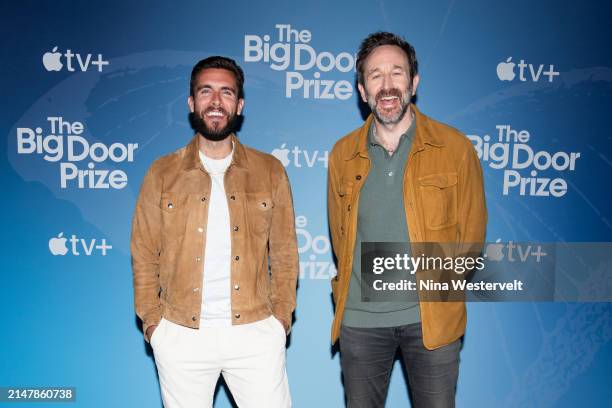 Josh Segarra and Chris O'Dowd at the season 2 photo call for "The Big Door Prize" held at The Plaza Hotel on April 16, 2024 in New York City.