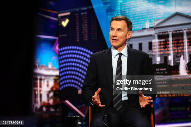 Jeremy Hunt, UK chancellor of the exchequer, during a Bloomberg Television interview in New York, US, on Tuesday, April 16, 2024. Hunt said the...