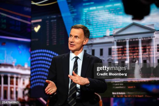 Jeremy Hunt, UK chancellor of the exchequer, during a Bloomberg Television interview in New York, US, on Tuesday, April 16, 2024. Hunt said the...