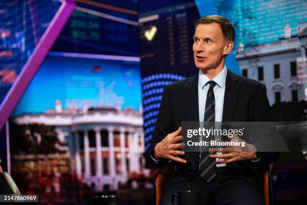 Jeremy Hunt, UK chancellor of the exchequer, during a Bloomberg Television interview in New York, US, on Tuesday, April 16, 2024. Hunt said the...