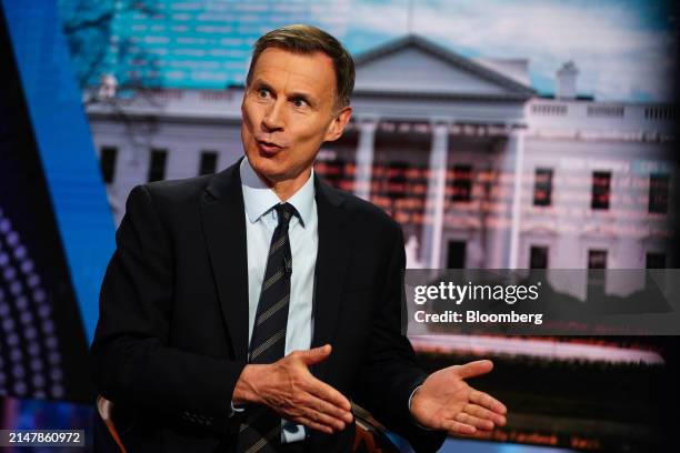 Jeremy Hunt, UK chancellor of the exchequer, during a Bloomberg Television interview in New York, US, on Tuesday, April 16, 2024. Hunt said the...