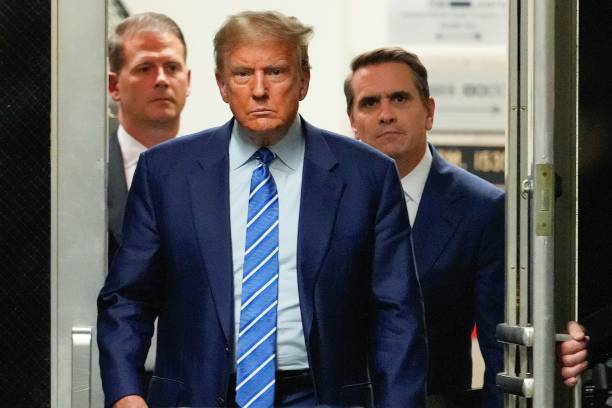 Former President Donald Trump returns to the courtroom on the second day of his trial for allegedly covering up hush money payments linked to...