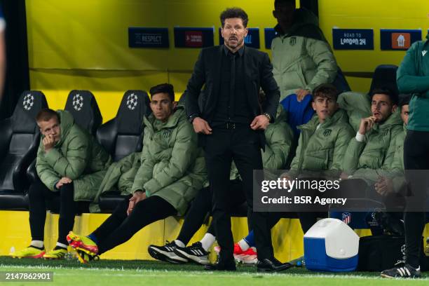 Coach Diego Simeone of Atletico Madrid looks on during the Quarter-final Second Leg - UEFA Champions League 2023/24 match between Borussia Dortmund...