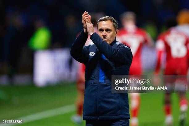 Paul Hurst the head coach of Shrewsbury Town reacts at full time during the Sky Bet League One match between Bolton Wanderers and Shrewsbury Town at...
