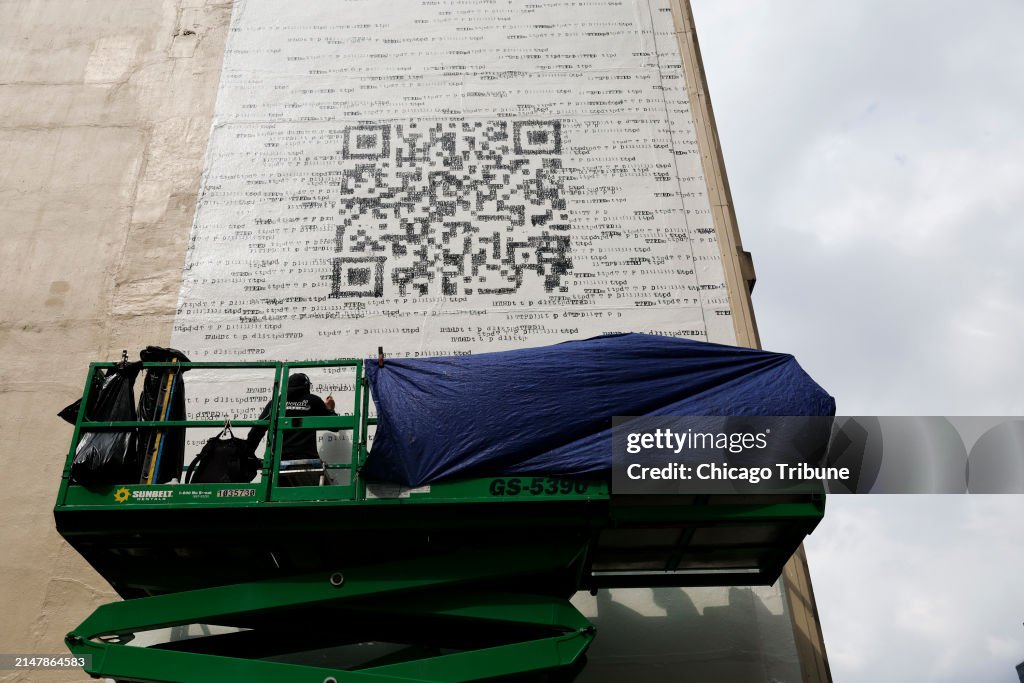 Mural Shape Code A team from Overall Murals works on a QR code mural in Chicago's ...
