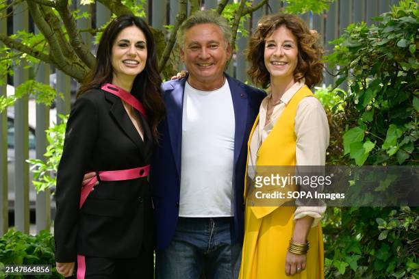 Rossella Brescia , Francesco Paolantoni and Carlotta Natoli attend at the photocall of Rai tv series "Il Santone 2" at Rai Viale Mazzini.