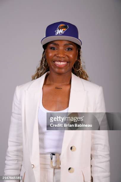 Charisma Osborne poses for a portrait after being drafted by the Phoenix Mercury during the 2024 WNBA Draft on April 14, 2024 at the Brooklyn Academy...