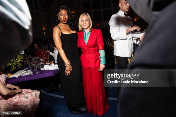 Megan Thee Stallion and Patricia Arquette at Planned Parenthood Gala held at Cipriani South Street on April 16, 2024 in New York, New York.