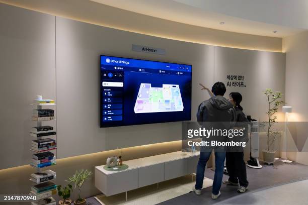 Attendees at a Samsung Electronics Co. Booth at the World IT Show in Seoul, South Korea, on Wednesday, April 17, 2024. The show runs through April...