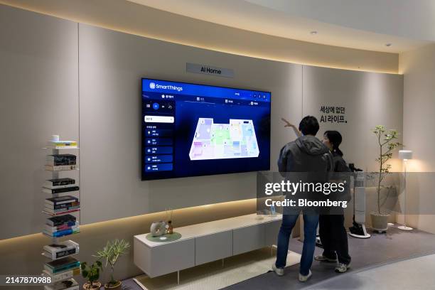 Attendees at a Samsung Electronics Co. Booth at the World IT Show in Seoul, South Korea, on Wednesday, April 17, 2024. The show runs through April...