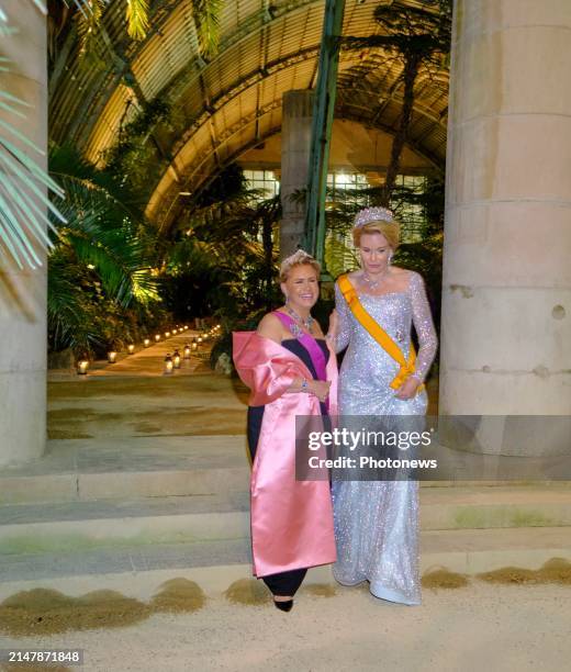 Kng Philippe and Queen Mathilde offer a state banquet in honour of Grand Duke Henri and Grand Duchess María Teresa of Luxembourg in the Castle of...