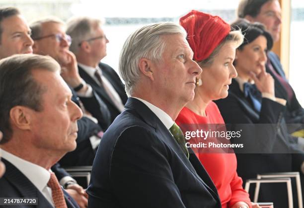 Kng Philippe and Queen Mathilde together with Grand Duke Henri of Luxembourg visit the North Sea Port.and are welcomed by Carina Van Cauter and by...