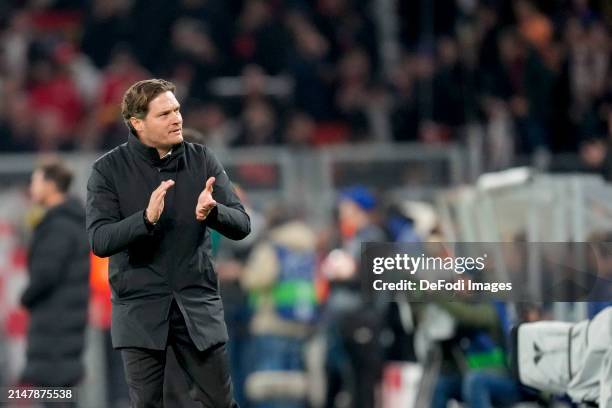 Head coach Edin Terzic of Borussia Dortmund gestures during the UEFA Champions League quarter-final second leg match between Borussia Dortmund and...