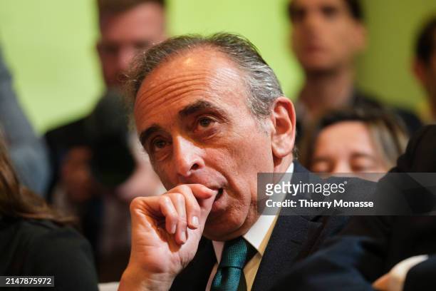 Leader of the nationalist political party Reconquête Eric Zemmour is listening during a discussion on Day 2 of The National Conservatism Conference...