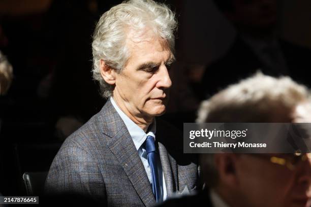 David Kohlberg is listening during a discussion on Day 2 of The National Conservatism Conference at the Claridge on April 17, 2024 in Brussels,...