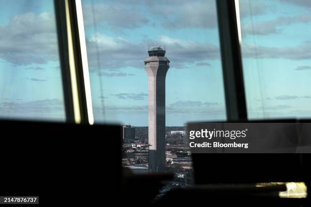 The FAA Air Traffic Control tower at Newark Liberty International Airport in Newark, New Jersey, US, on Tuesday, March 19, 2024. United Airlines...