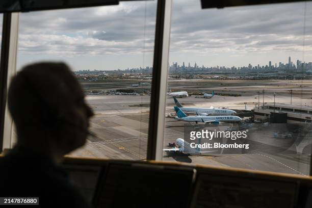 The United Airlines Station Operation Center at Newark Liberty International Airport in Newark, New Jersey, US, on Tuesday, March 19, 2024. United...