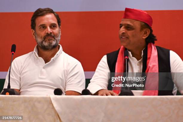 Rahul Gandhi, the main opposition leader of the Indian National Congress , is addressing a joint press conference with Samajwadi Party leader...