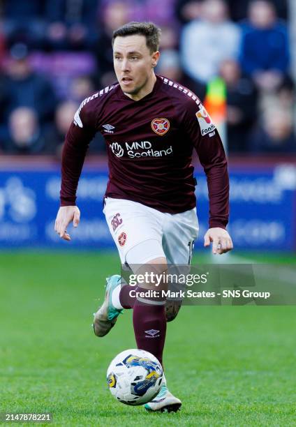 Hearts' Barrie McKay in action during a cinch Premiership match between Heart of Midlothian and Livingston at Tynecastle Park, on April 13 in...