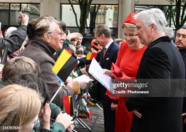 Kng Philippe and Queen Mathilde together with Grand Duke Henri and Grand Duchess María Teresa of Luxembourg visit Saint Bavo's Cathedral were they...