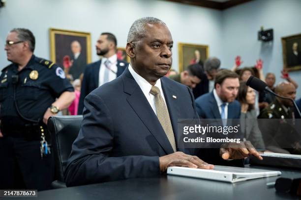 Lloyd Austin, US secretary of defense, arrives for a House Appropriations Subcommittee on Defense hearing in Washington, DC, US, on Wednesday, April...