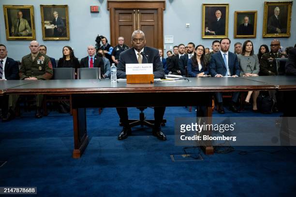 Lloyd Austin, US secretary of defense, during a House Appropriations Subcommittee on Defense hearing in Washington, DC, US, on Wednesday, April 17,...