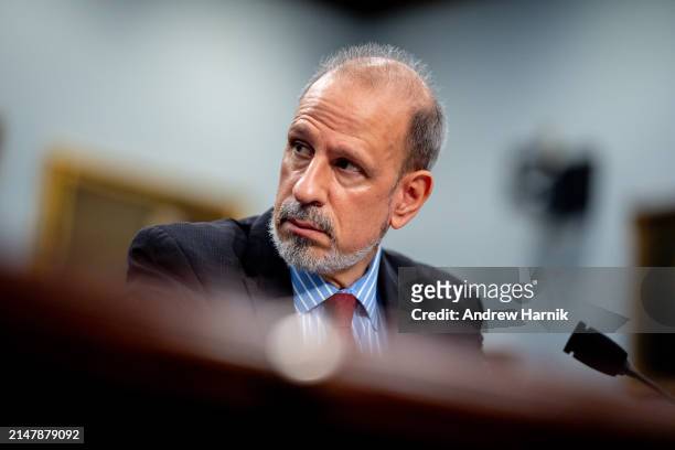 Department of Defense Comptroller Michael McCord appears at a House Appropriations Committee hearing on Capitol Hill on April 17, 2024 in Washington,...