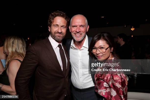 Gerard Butler, Joe Drake, Lionsgate Motion Picture Group Chairman, Maggie Drake seen at The World Premiere of Lionsgate's ANGEL HAS FALLEN at Regency...