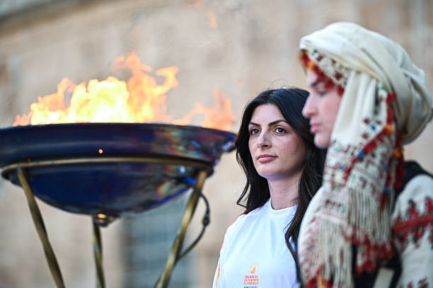 GRC: Torch Relay For The Paris 2024 Olympic Games