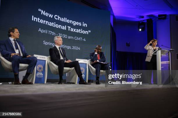 Kristalina Georgieva, chief executive officer of the World Bank Group, right, speaks during an event with Fernando Haddad, Brazil's finance minister,...