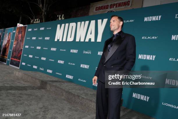 Ed Skrein attends the Lionsgate's MIDWAY World Premiere at the Regency Village Theatre in Los Angeles, CA on November 5, 2019. Seen at Lionsgate's...